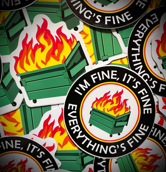 Dumpster Fire Vinyl DieCut Sticker Duo