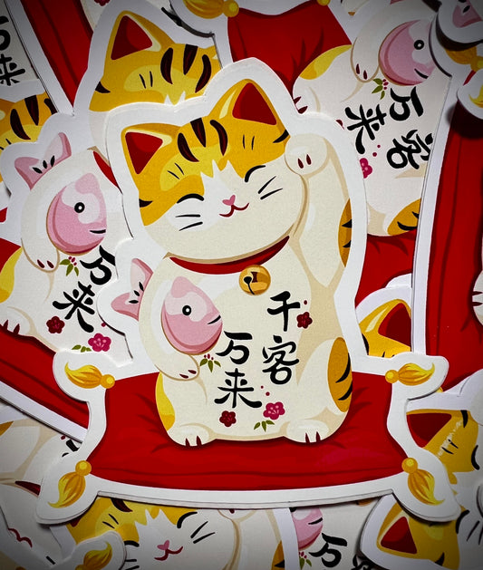 Lucky Cat Vinyl DieCut Sticker