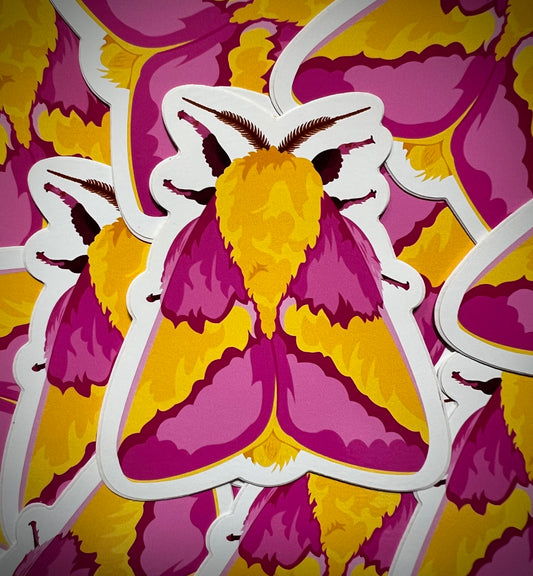 Rosy Maple Moth Vinyl DieCut Sticker